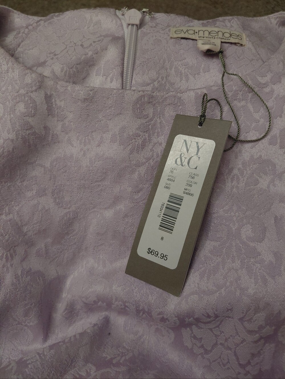 New York & Company Eva Mendes light purple dress. Size 8 NWT - Picture 5 of 5